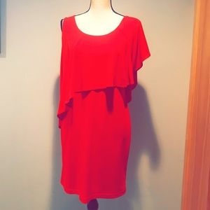 Calvin Klein Red Capelet V-Neck Sheath Dress Sz4